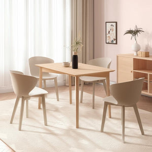 HomeRoots Set of Four Beige Heavy-Duty Plastic Dining Side Chairs - Stylish, Versatile & Easy to Clean Seating 553930