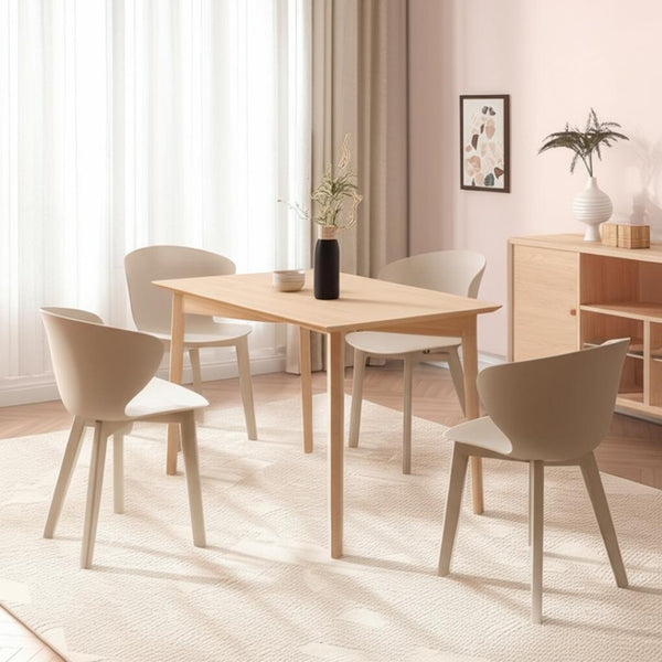 HomeRoots Set of Four Beige Heavy-Duty Plastic Dining Side Chairs - Stylish, Versatile & Easy to Clean Seating 553930