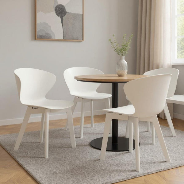 Set of 4 Heavy Duty Stackable Plastic Dining Side Chairs for Modern Everyday Comfort