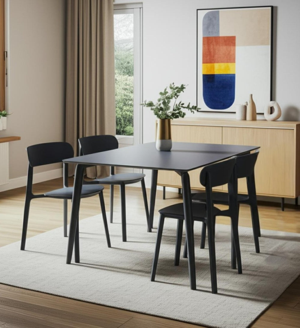 HomeRoots Set of Four Modern Gray Heavy Duty Plastic Dining Chairs – Durable, Stylish, and Versatile Seating 553938