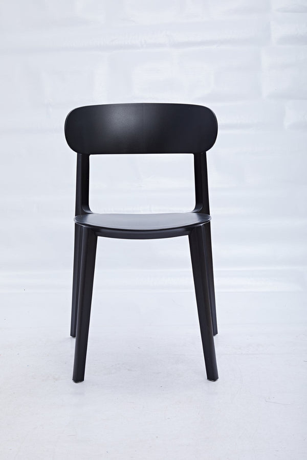 HomeRoots Set of Four Stylish Black Heavy-Duty Plastic Dining Chairs for Versatile Home and Office Use 553939