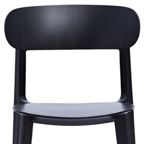HomeRoots Set of Four Stylish Black Heavy-Duty Plastic Dining Chairs for Versatile Home and Office Use 553939
