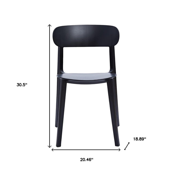 HomeRoots Set of Four Stylish Black Heavy-Duty Plastic Dining Chairs for Versatile Home and Office Use 553939