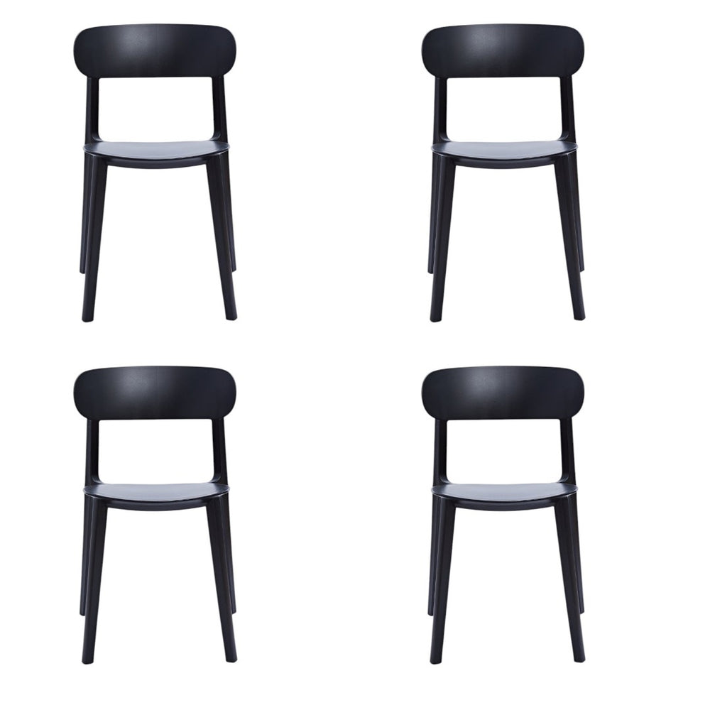 HomeRoots Set of Four Stylish Black Heavy-Duty Plastic Dining Chairs for Versatile Home and Office Use 553939