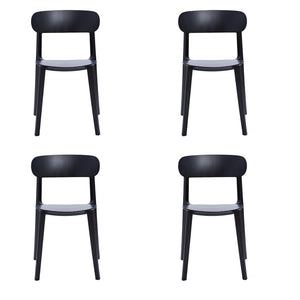 HomeRoots Set of Four Stylish Black Heavy-Duty Plastic Dining Chairs for Versatile Home and Office Use 553939