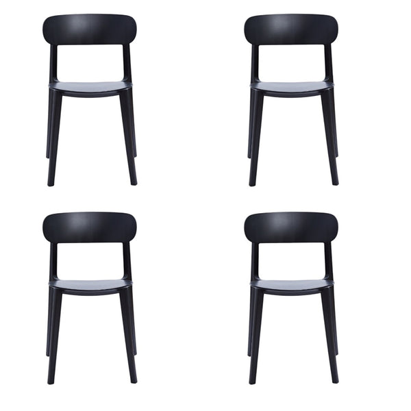 HomeRoots Set of Four Stylish Black Heavy-Duty Plastic Dining Chairs for Versatile Home and Office Use 553939