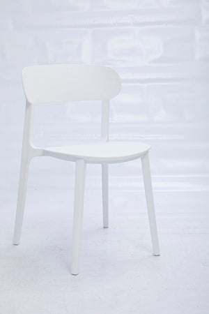 HomeRoots Set of Four Sleek White Heavy-Duty Plastic Dining Chairs - Modern, Stackable, and Comfortable Design 553940