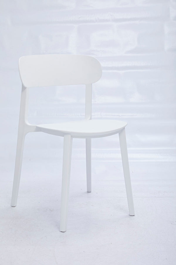 HomeRoots Set of Four Sleek White Heavy-Duty Plastic Dining Chairs - Modern, Stackable, and Comfortable Design 553940