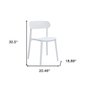 HomeRoots Set of Four Sleek White Heavy-Duty Plastic Dining Chairs - Modern, Stackable, and Comfortable Design 553940