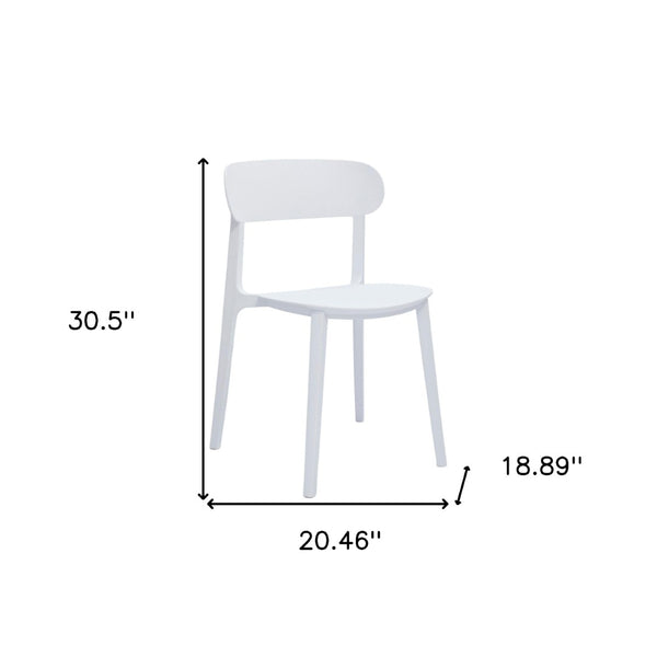 HomeRoots Set of Four Sleek White Heavy-Duty Plastic Dining Chairs - Modern, Stackable, and Comfortable Design 553940