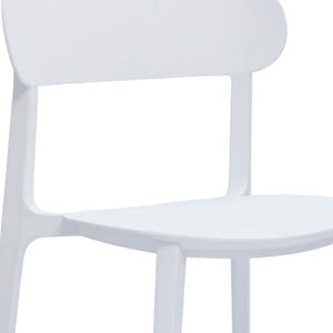 HomeRoots Set of Four Sleek White Heavy-Duty Plastic Dining Chairs - Modern, Stackable, and Comfortable Design 553940