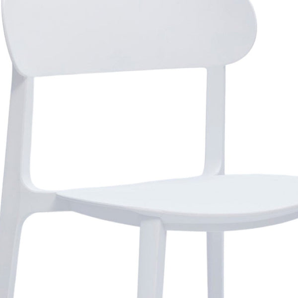 HomeRoots Set of Four Sleek White Heavy-Duty Plastic Dining Chairs - Modern, Stackable, and Comfortable Design 553940
