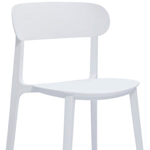 HomeRoots Set of Four Sleek White Heavy-Duty Plastic Dining Chairs - Modern, Stackable, and Comfortable Design 553940
