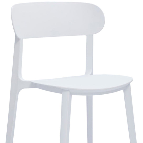 HomeRoots Set of Four Sleek White Heavy-Duty Plastic Dining Chairs - Modern, Stackable, and Comfortable Design 553940