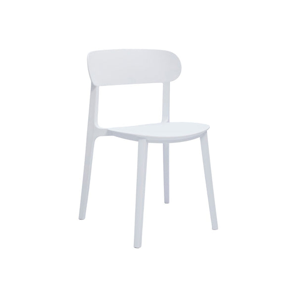 HomeRoots Set of Four Sleek White Heavy-Duty Plastic Dining Chairs - Modern, Stackable, and Comfortable Design 553940