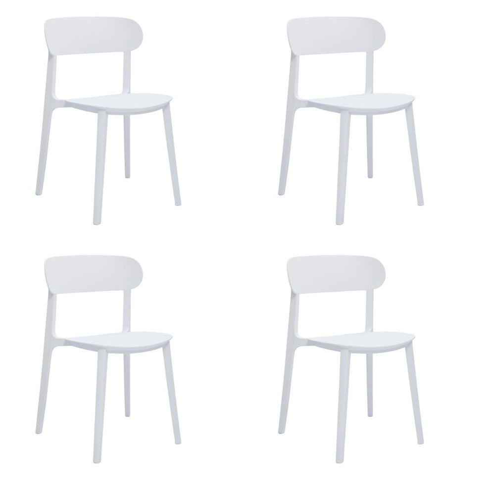 HomeRoots Set of Four Sleek White Heavy-Duty Plastic Dining Chairs - Modern, Stackable, and Comfortable Design 553940