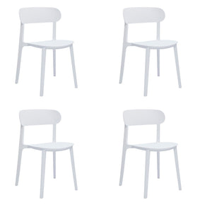 HomeRoots Set of Four Sleek White Heavy-Duty Plastic Dining Chairs - Modern, Stackable, and Comfortable Design 553940