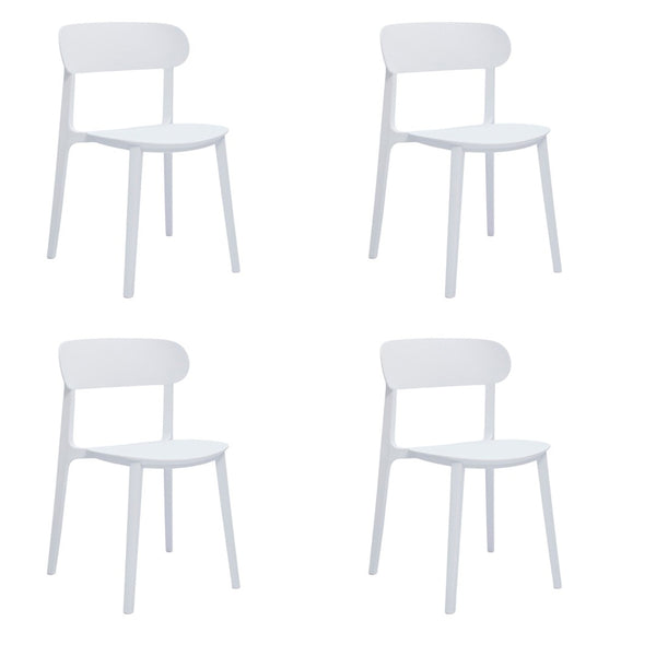 HomeRoots Set of Four Sleek White Heavy-Duty Plastic Dining Chairs - Modern, Stackable, and Comfortable Design 553940