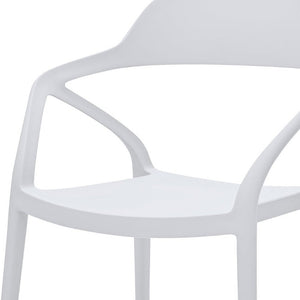 Set of Four Stackable Heavy Duty Plastic Arm Dining Chairs for Indoor and Outdoor Use