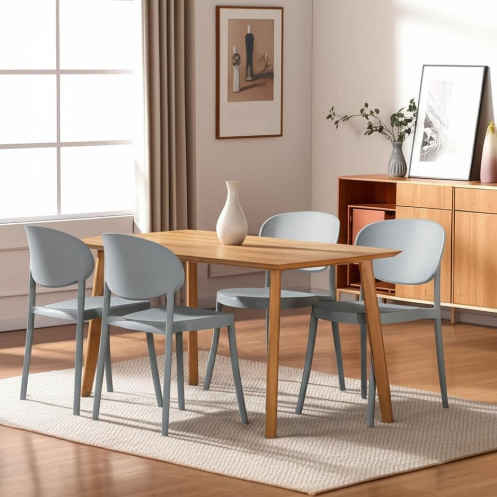 HomeRoots Set of Four Gray Heavy-Duty Plastic Side Chairs for Dining, Living Spaces—Stylish & Easy to Maintain 553945