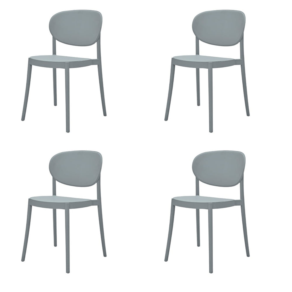 HomeRoots Set of Four Gray Heavy-Duty Plastic Side Chairs for Dining, Living Spaces—Stylish & Easy to Maintain 553945