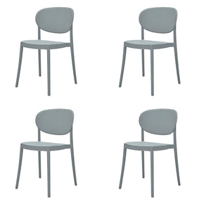 HomeRoots Set of Four Gray Heavy-Duty Plastic Side Chairs for Dining, Living Spaces—Stylish & Easy to Maintain 553945