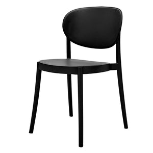 HomeRoots Set of Four Versatile Black Plastic Dining Chairs - Sturdy, Lightweight, and Stylish for Any Space 553946