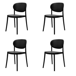 HomeRoots Set of Four Versatile Black Plastic Dining Chairs - Sturdy, Lightweight, and Stylish for Any Space 553946