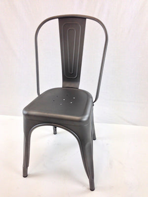 HomeRoots Set of Four Gray Metal Dining Side Chairs - Modern Industrial Design with Comfort & Versatility! 553965