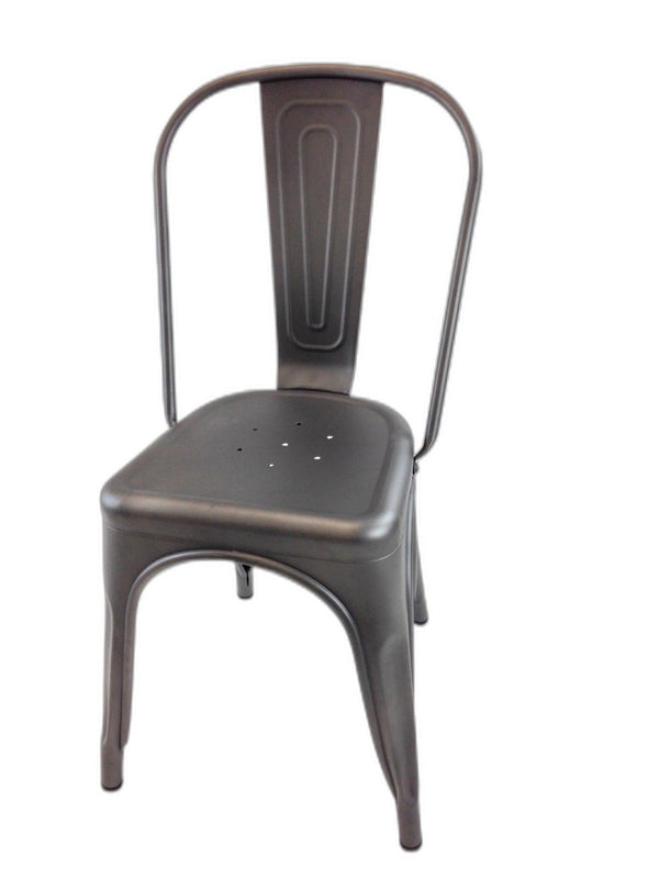 HomeRoots Set of Four Gray Metal Dining Side Chairs - Modern Industrial Design with Comfort & Versatility! 553965