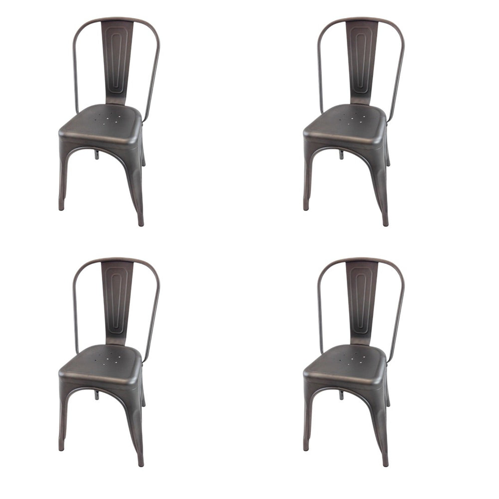 HomeRoots Set of Four Gray Metal Dining Side Chairs - Modern Industrial Design with Comfort & Versatility! 553965