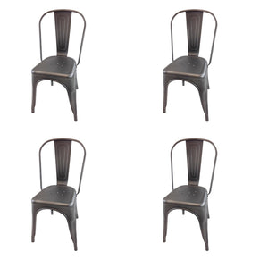 HomeRoots Set of Four Gray Metal Dining Side Chairs - Modern Industrial Design with Comfort & Versatility! 553965