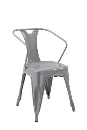 HomeRoots Set of Four Contemporary Metal Arm Dining Chairs with Open Back Design 553971