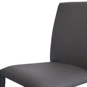 HomeRoots Set of Four Gray Upholstered Faux Leather Dining Chairs - Stylish, Stackable, and Space-Saving Comfort 553974