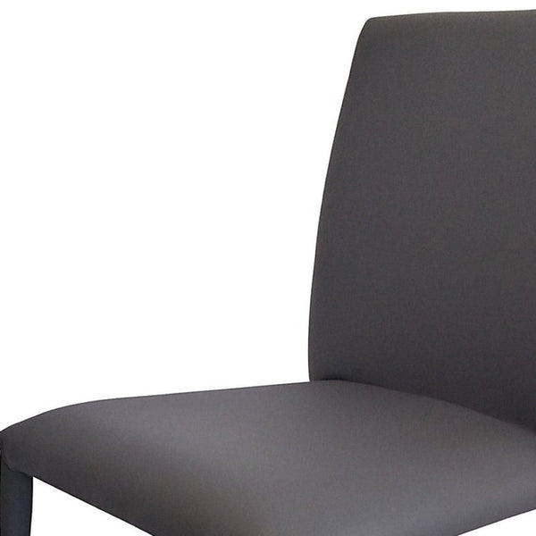 HomeRoots Set of Four Gray Upholstered Faux Leather Dining Chairs - Stylish, Stackable, and Space-Saving Comfort 553974