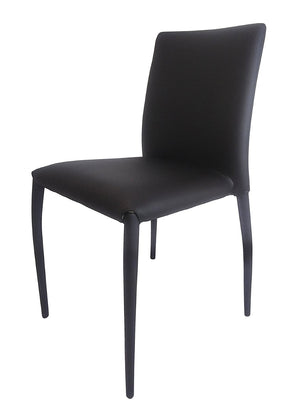 HomeRoots Set of Four Stylish Black Faux Leather Dining Chairs – Contemporary, Stackable, and Versatile Design 553975