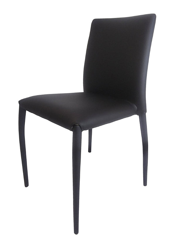 HomeRoots Set of Four Stylish Black Faux Leather Dining Chairs – Contemporary, Stackable, and Versatile Design 553975