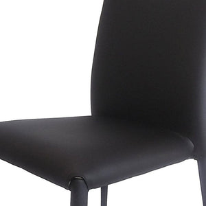 HomeRoots Set of Four Stylish Black Faux Leather Dining Chairs – Contemporary, Stackable, and Versatile Design 553975