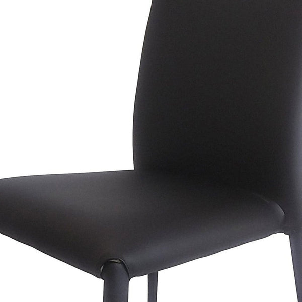 HomeRoots Set of Four Stylish Black Faux Leather Dining Chairs – Contemporary, Stackable, and Versatile Design 553975