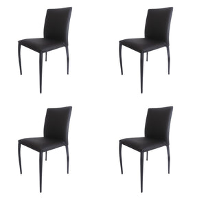 HomeRoots Set of Four Stylish Black Faux Leather Dining Chairs – Contemporary, Stackable, and Versatile Design 553975