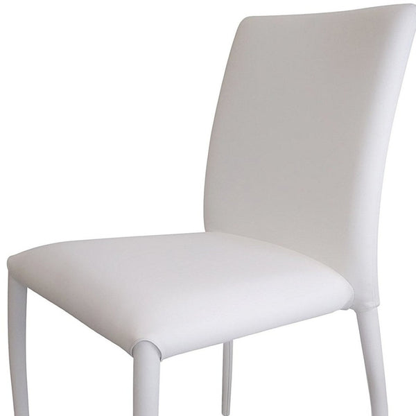 HomeRoots Set of Four White Upholstered Faux Leather Dining Chairs for Modern Homes - Versatile & Stylish! 553976