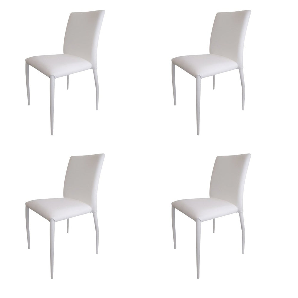HomeRoots Set of Four White Upholstered Faux Leather Dining Chairs for Modern Homes - Versatile & Stylish! 553976