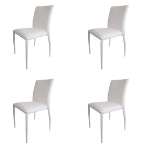 HomeRoots Set of Four White Upholstered Faux Leather Dining Chairs for Modern Homes - Versatile & Stylish! 553976