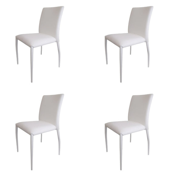 HomeRoots Set of Four White Upholstered Faux Leather Dining Chairs for Modern Homes - Versatile & Stylish! 553976