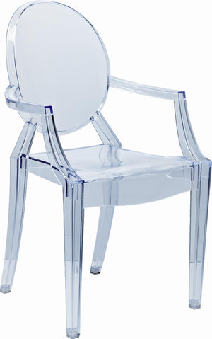 HomeRoots Set of Four Clear Heavy-Duty Plastic King Louis Back Dining Arm Chairs for Elegant Versatile Seating 553979