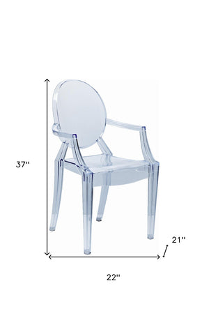 HomeRoots Set of Four Clear Heavy-Duty Plastic King Louis Back Dining Arm Chairs for Elegant Versatile Seating 553979