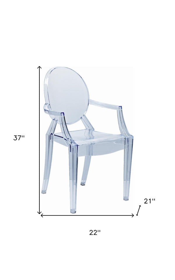 HomeRoots Set of Four Clear Heavy-Duty Plastic King Louis Back Dining Arm Chairs for Elegant Versatile Seating 553979