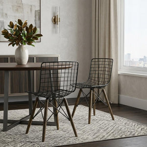 Set of Two Metal Open Back Dining Side Chairs for Modern and Industrial Style Interiors