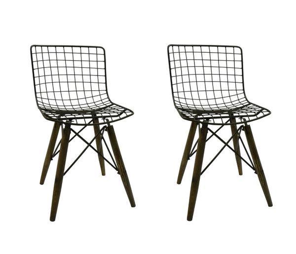Set of Two Metal Open Back Dining Side Chairs for Modern and Industrial Style Interiors
