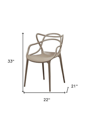 HomeRoots Set of Four Stylish Gray Heavy-Duty Plastic Dining Arm Chairs for Versatile Home Seating Solutions 553981